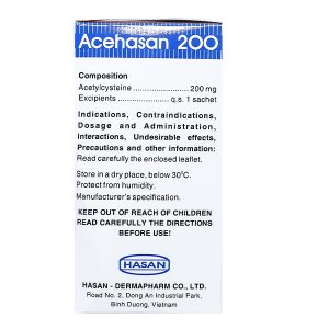 Thuốc cốm Acehasan 200 tan đàm trong bệnh lý hô hấp (30 gói x 3g)