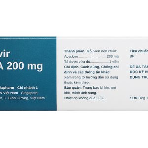 Acyclovir Stella 200mg thuốc kháng virus Herpes simplex (5 vỉ x 5 viên)