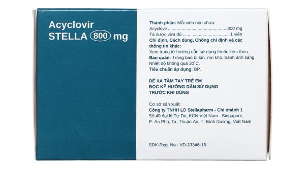 Acyclovir Stella 800mg thuốc trị virus (7 vỉ x 5 viên)
