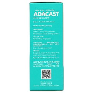 Thuốc xịt mũi Adacast điều trị triệu chứng viêm mũi theo mùa lọ 60 liều