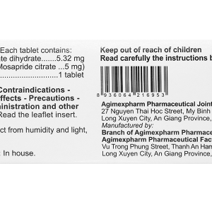 Agimosarid 5mg trị các triệu chứng dạ dày - ruột (6 vỉ x 10 viên)