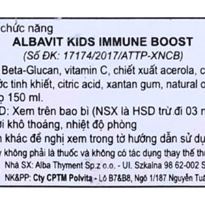 Siro Albavit Kids Immune Boost hỗ trợ tăng đề kháng chai 150ml