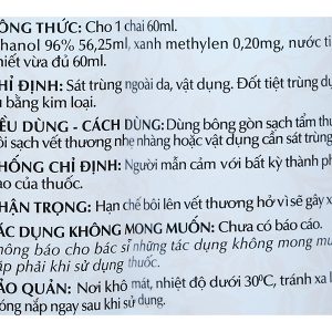 Cồn Alcool 90 độ OPC sát trùng ngoài da chai 60ml