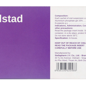 Hỗn dịch uống Algelstad 20% trị viêm thực quản, loét dạ dày tá tràng (20 gói x 20g)