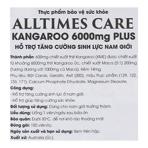 Alltimes Care Kangaroo 6000mg Plus tăng cường sinh lý nam hộp 100 viên