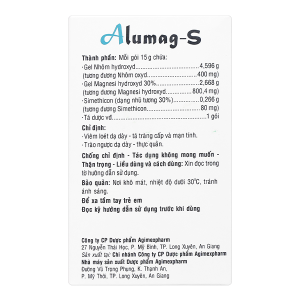 Hỗn dịch uống Alumag-S 15g điều trị viêm loét dạ dày tá tràng (20 gói x 15g)