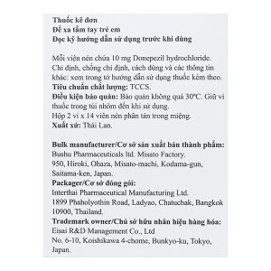 Aricept Evess 10mg trị Alzheimer, sa sút trí tuệ (2 vỉ x 14 viên)