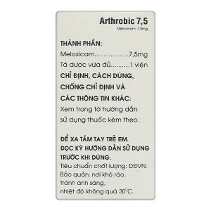 Arthrobic 7,5 trị các cơn viêm đau trong viêm khớp dạng thấp, thoái hóa khớp lọ 50 viên