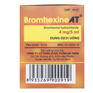 Dung dịch uống Bromhexine A.T 4mg/5ml loãng đàm trong bệnh lý hô hấp (30 ống x 5ml)