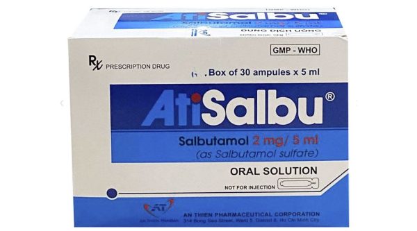 Dung dịch uống AtiSalbu 2mg/5ml trị hen suyễn (30 ống x 5ml)