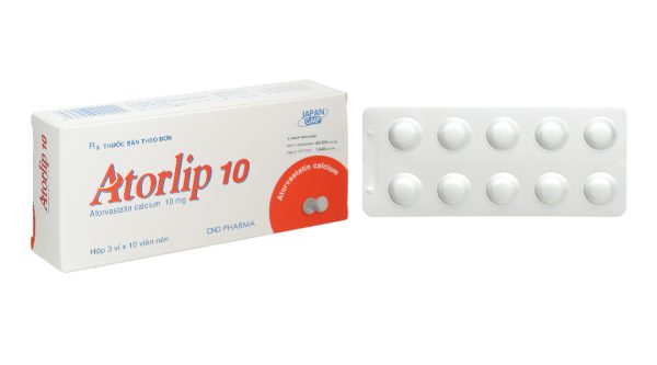 Atorlip 10 trị rối loạn mỡ máu (3 vỉ x 10 viên)