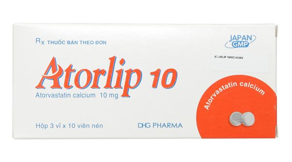 Atorlip 10 trị rối loạn mỡ máu (3 vỉ x 10 viên)