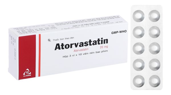 Atorvastatin TV.Pharm 20mg hỗ trợ trị tăng cholesterol máu (3 vỉ x 10 viên)