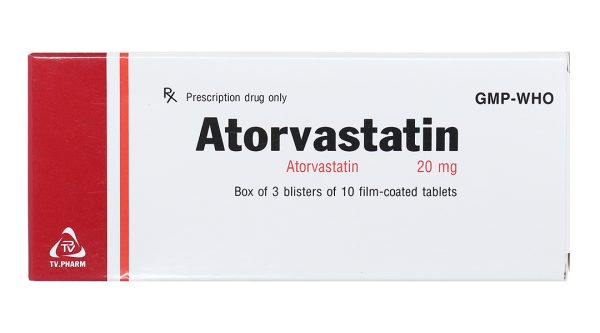 Atorvastatin TV.Pharm 20mg hỗ trợ trị tăng cholesterol máu (3 vỉ x 10 viên)