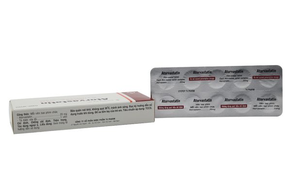 Atorvastatin TV.Pharm 20mg hỗ trợ trị tăng cholesterol máu (3 vỉ x 10 viên)