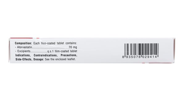 Atorvastatin TV.Pharm 20mg hỗ trợ trị tăng cholesterol máu (3 vỉ x 10 viên)