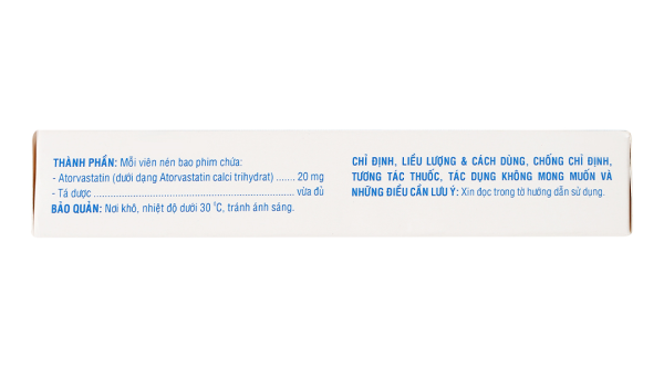 Atorvastatin Domesco 20mg trị tăng cholesterol máu (2 vỉ x 10 viên)