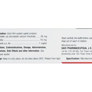 Atovze 20/10 điều trị tăng cholesterol máu (3 vỉ x 10 viên)