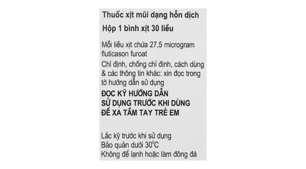 Hỗn dịch xịt mũi Avamys điều trị viêm mũi dị ứng chai 30 liều xịt
