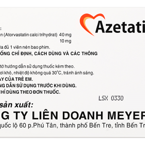 Azetatin 40 điều trị rối loạn lipid máu (10 vỉ x 10 viên)