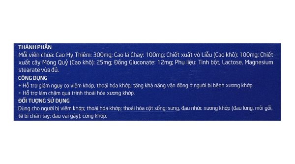 Viên xương khớp Bách Niên Kiện giảm nguy cơ viêm khớp, thoái hóa khớp hộp 20 viên