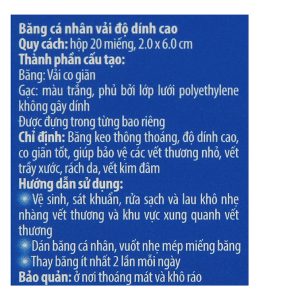 Băng cá nhân vải Urgo Durable (2 x 6cm) hộp 20 miếng
