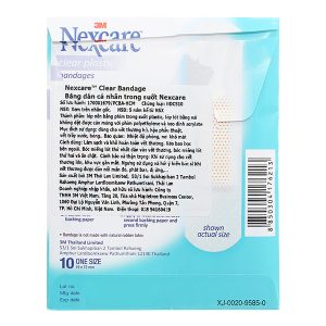 Băng cá nhân Nexcare trong suốt gói 10 miếng (19mm x 72mm)