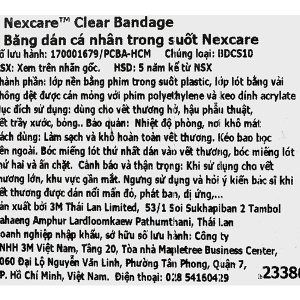 Băng cá nhân Nexcare trong suốt gói 10 miếng (19mm x 72mm)