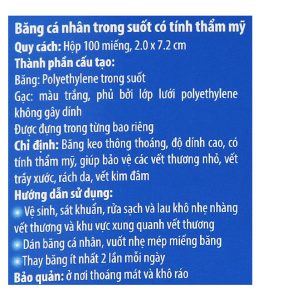 Băng cá nhân trong suốt Urgo Transparent (2 x 7.2cm) hộp 100 miếng