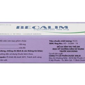 Becalim 100mg điều trị tăng triglycerid, tăng lipid máu (3 vỉ x 10 viên)