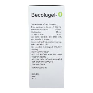 Hỗn dịch uống Becolugel-O giảm đau do viêm loét dạ dày, tá tràng (20 gói x 10ml)