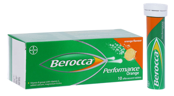 Viên nén sủi bọt Berocca Performance trị thiếu hụt vitamin B, C tuýp 10 viên