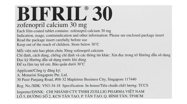 Bifril 30 điều trị tăng huyết áp, nhồi máu cơ tim (2 vỉ x 14 viên)