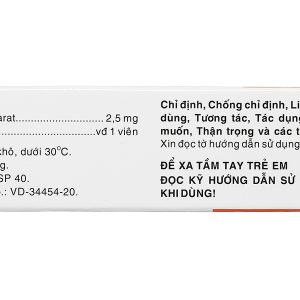 Bihasal 2.5 trị tăng huyết áp, đau thắt ngực, suy tim (5 vỉ x 10 viên)