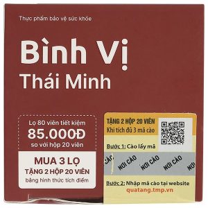 Bình Vị Thái Minh hỗ trợ giảm viêm loét dạ dày lọ 80 viên