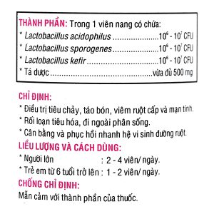 Biolac trị tiêu chảy, táo bón, viêm ruột cấp và mạn tính lọ 100 viên