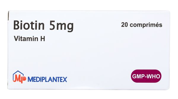 Biotin 5mg Mediplantex hỗ trợ trị viêm da, rụng tóc (2 vỉ x 10 viên)