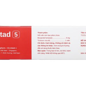Bisostad 5 trị tăng huyết áp, đau thắt ngực, suy tim (3 vỉ x 10 viên)
