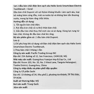 Đầu bàn chải điện Halio Sonic Smartclean - Coral hộp 2 cái