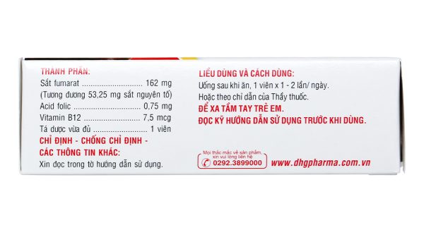 Bofit F trị thiếu máu do thiếu sắt, acid folic (3 vỉ x 10 viên)