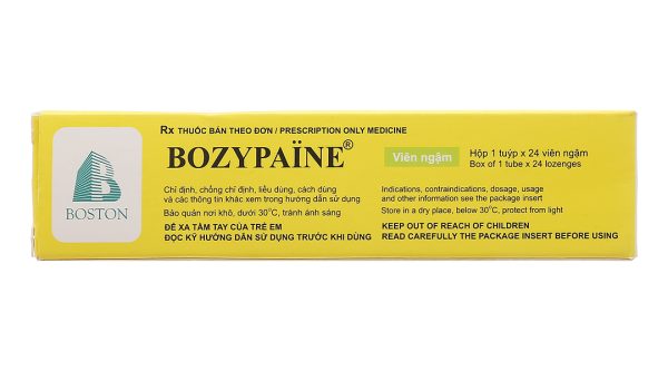 Viên ngậm Bozypaine trị viêm họng, đau họng tuýp 24 viên