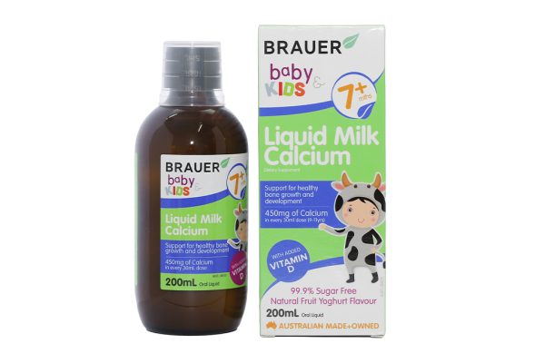 Siro Brauer Liquid Milk Calcium hỗ trợ phát triển xương cho bé chai 200ml
