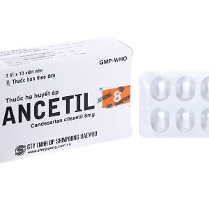 Cancetil 8mg điều trị tăng huyết áp, suy tim (3 vỉ x 10 viên)