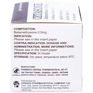 Cetasone 0.5mg điều trị bệnh thấp khớp, các trạng thái dị ứng, viêm da lọ 100 viên