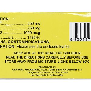 Ceteco Neurovit Fort trị thiếu các vitamin B1, B6, B12 (10 vỉ x 10 viên)