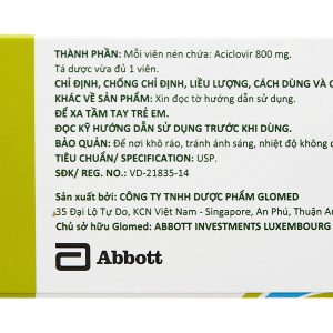 Ciclevir 800 thuốc trị và phòng virus Herpes simplex (10 vỉ x 5 viên)