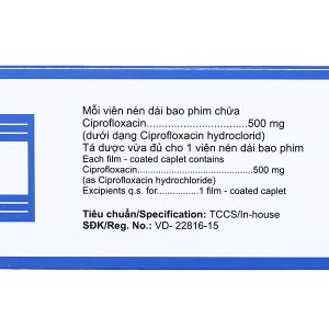 Ciprom500 trị nhiễm khuẩn nặng do vi khuẩn nhạy cảm (5 vỉ x 10 viên)