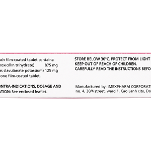 Claminat 1g trị các trường hợp nhiễm khuẩn tai mũi họng (2 vỉ x 7 viên)