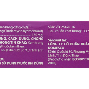 Clindamycin 150mg điều trị nhiễm khuẩn (5 vỉ x 10 viên)