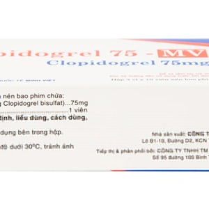Clopidogrel 75 - MV giảm hay dự phòng huyết khối do xơ vữa động mạch (3 vỉ x 10 viên)